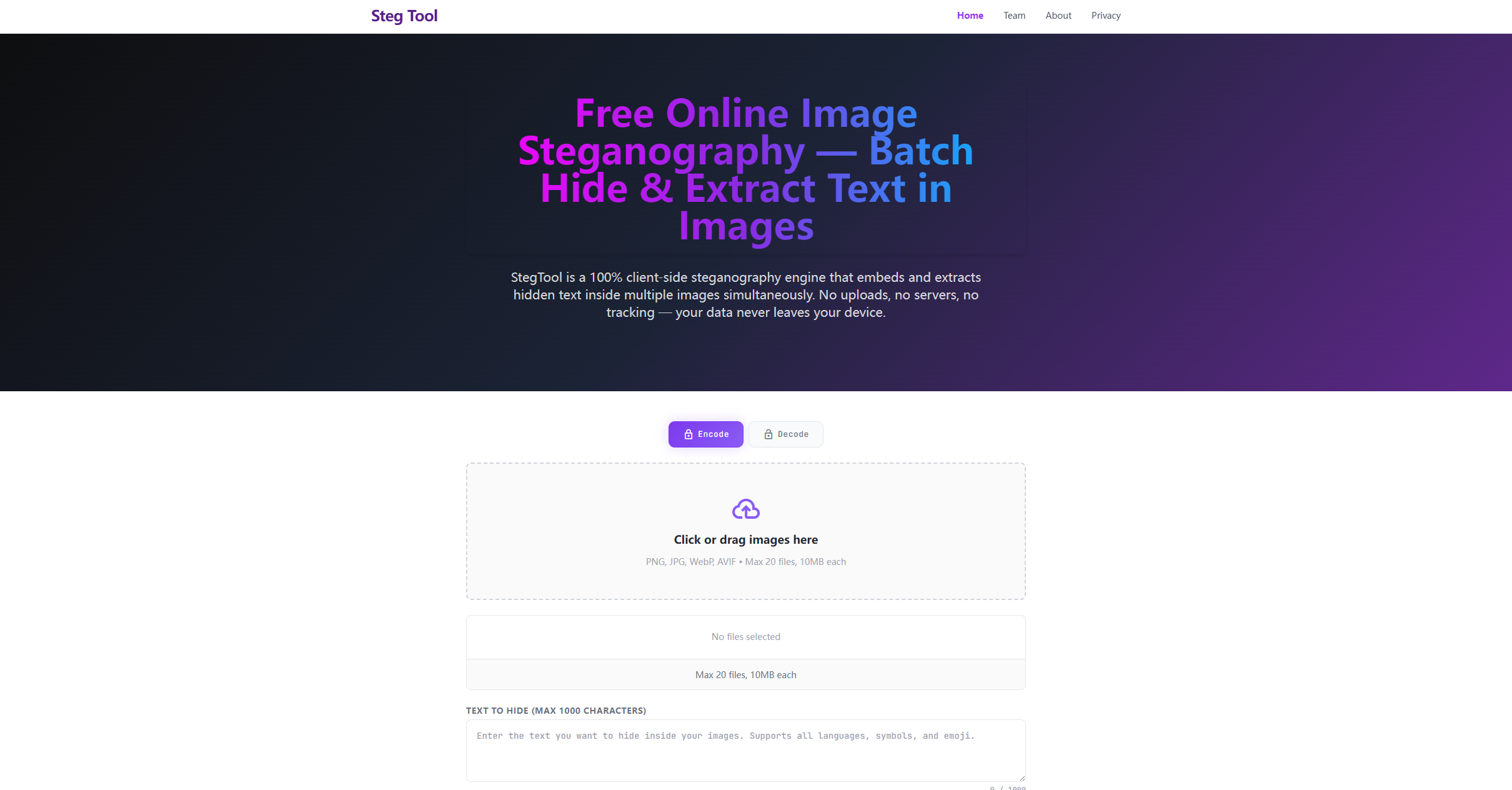 StegTool Steganography Tool Screenshot